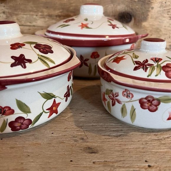 3-Piece Mulberry Home Collection "Rust Floral" Casserole Dish Set - Picture 4 of 7